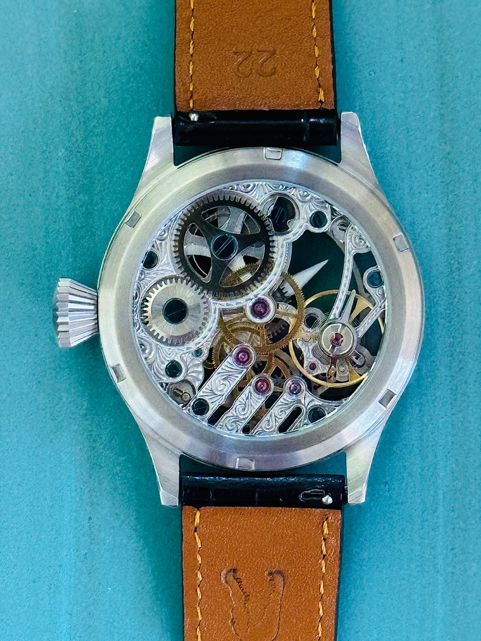 Inverted Watch Inverted Pilot Watch with Black Stingray Band