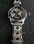 Black Skeleton Roman Numeral Watch  with Stainless Rally Band