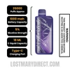 Black Razz Lemon Lost Mary MT35000 Turbo Vape Specification