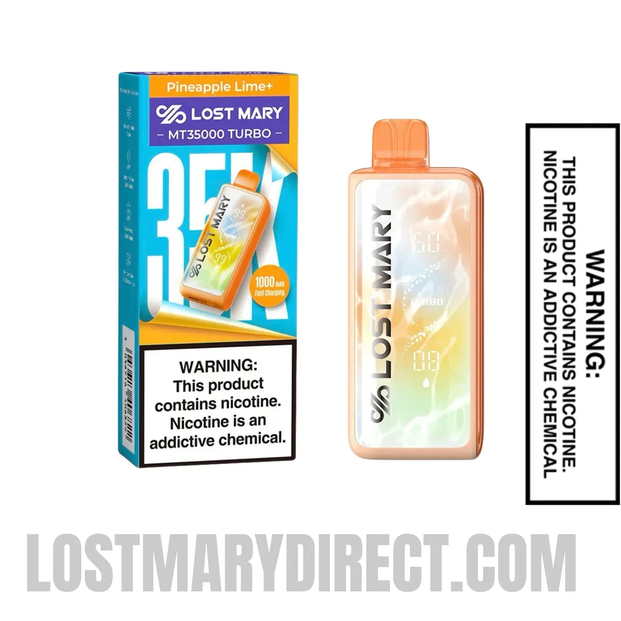Pineapple Lime+ Lost Mary MT35000 Turbo Vape with package box