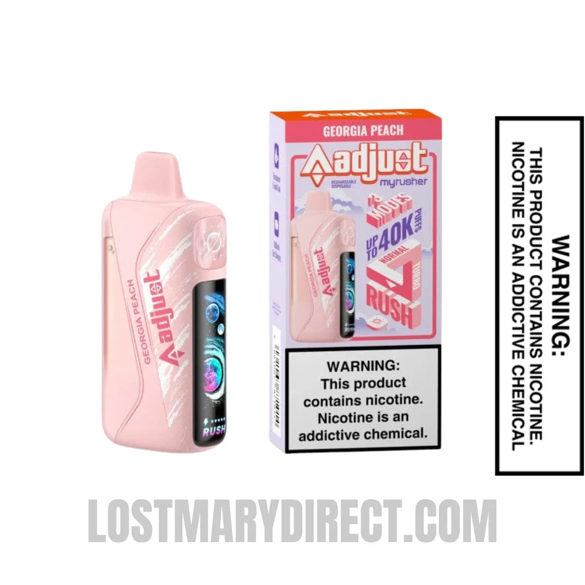 Georgia Peach Adjust MyRusher 40K Disposable Vape with Package