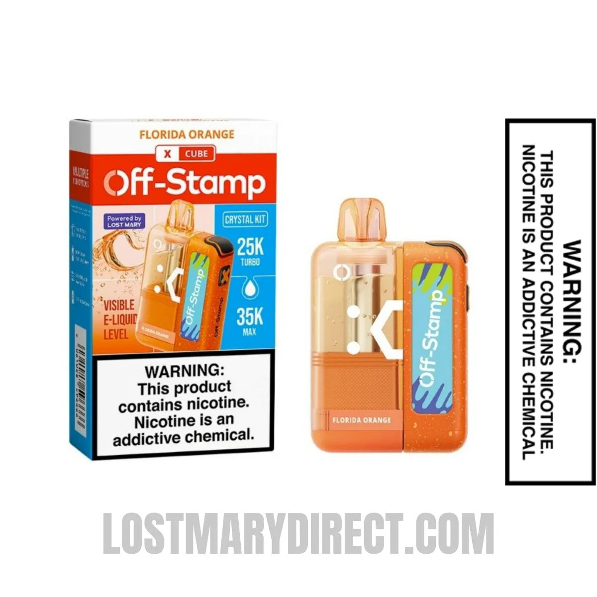 Florida Orange Off Stamp X Crystal Cube 35K Disposable Vape Kit with Package box