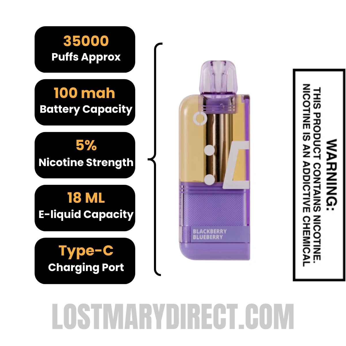Blackberry Blueberry Off Stamp X Cube Crystal Cube 35K Vape Pod Specifications
