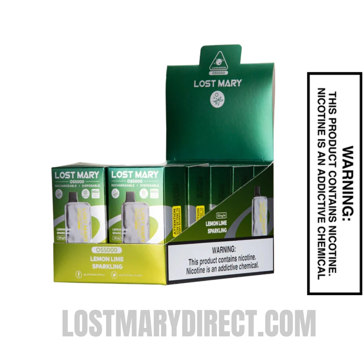 Lemon Lime Lost Mary OS5000 Luster Edition Vape With Bundle Pack