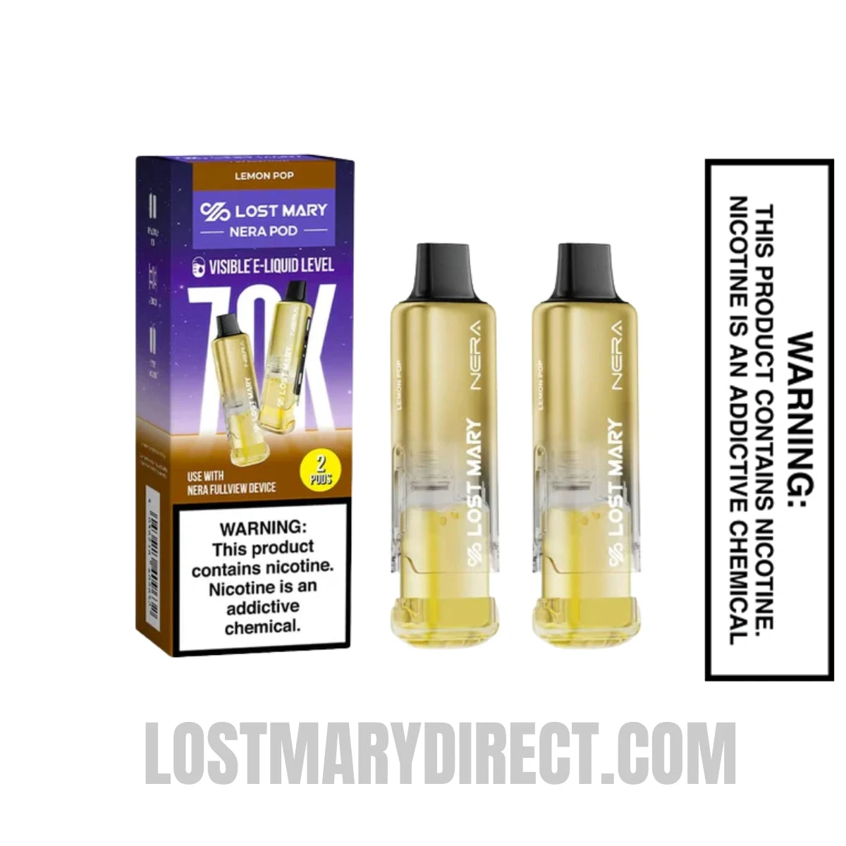 Lemon Pop Lost Mary Nera Fullview 70k Vape Pod With Package Box