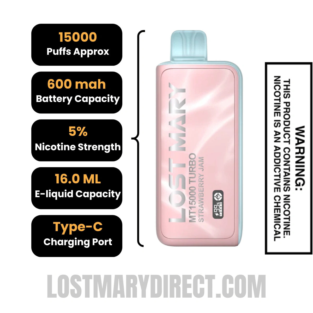 strawberry_jam15　ロストラータ　ブルー&ブルーツイン15号 Strawberry Jam Lost Mary MT15000 Turbo Vape