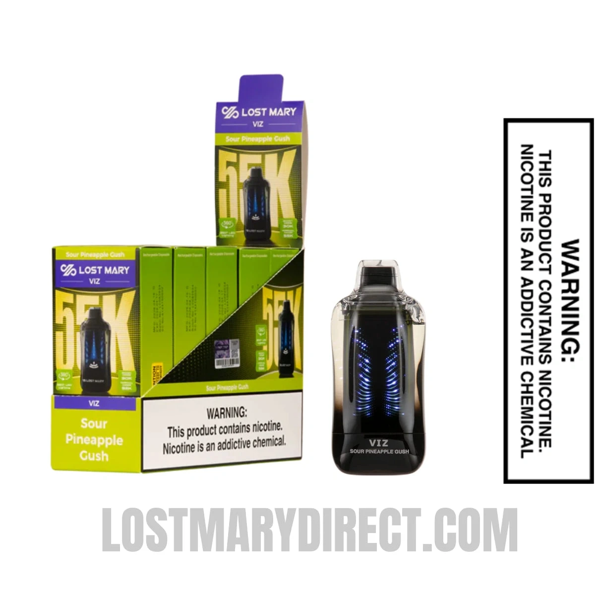 Sour Pineapple Gush Lost Mary VIZ 55K Disposable Vape With Bundle Pack