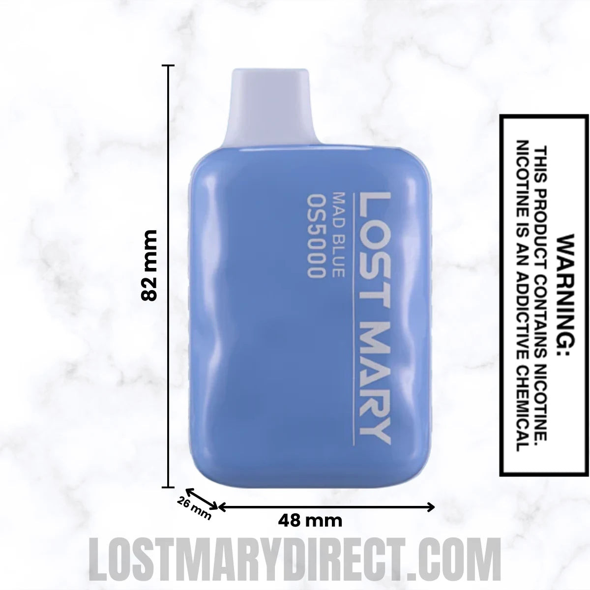 Mad Blue Lost Mary OS5000 Disposable Vape Dimensions