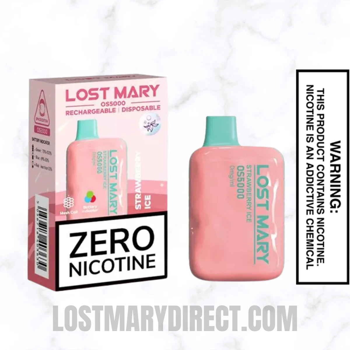 Strawberry Ice Lost Mary OS5000 Disposable Vape With Package Box