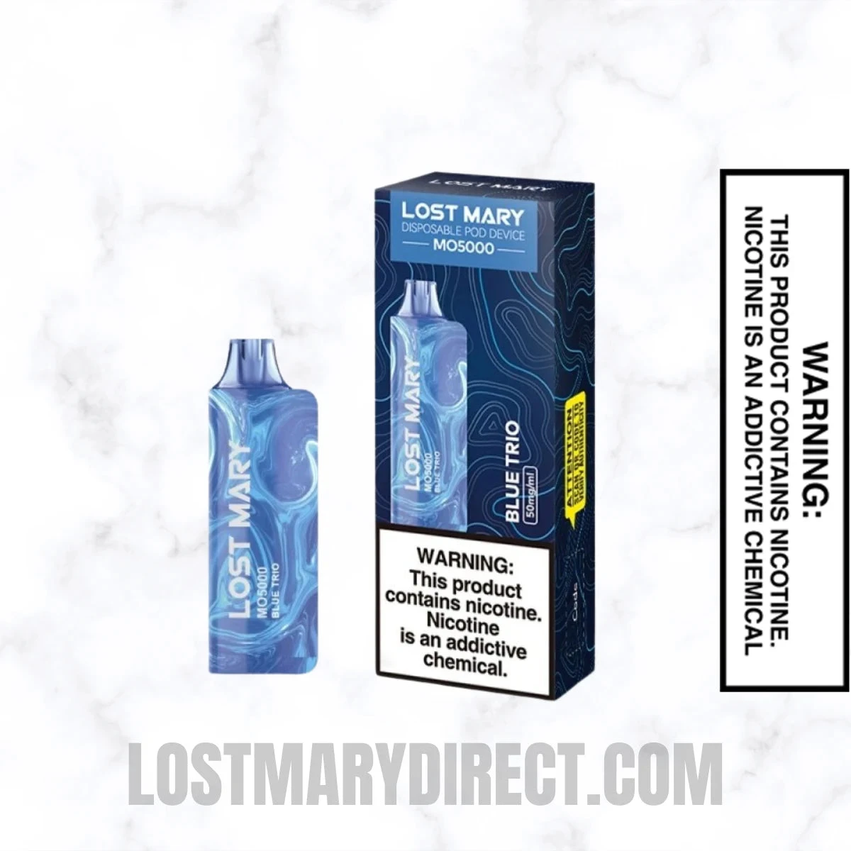 Blue Trio Lost Mary MO5000 Disposable Vape With Package Box