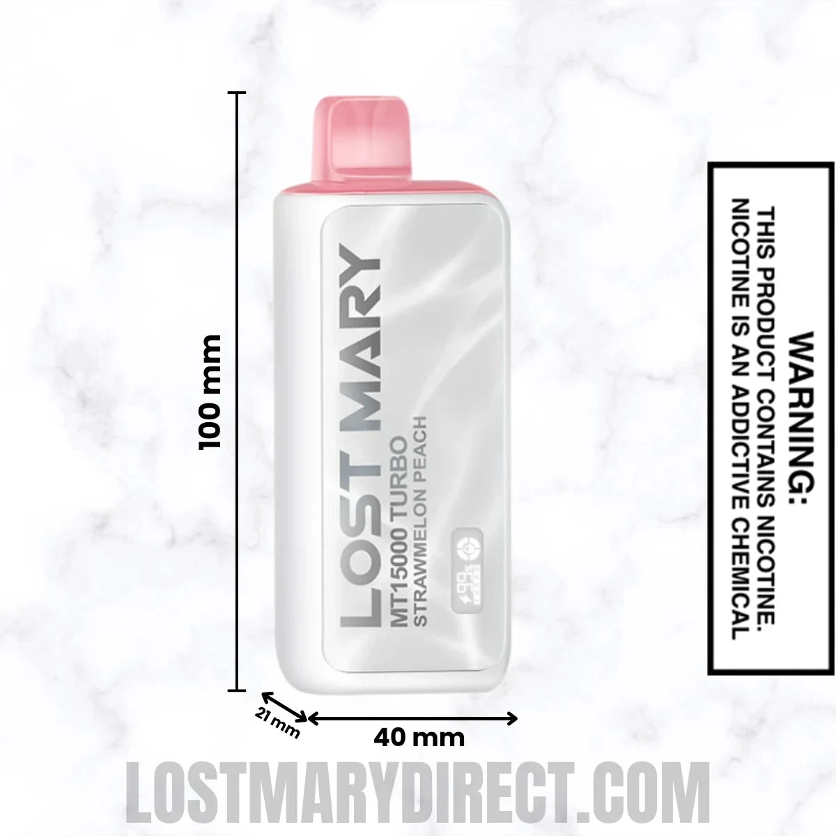 Strawmelon Peach Lost Mary MT15000 TURBO Vape Dimension