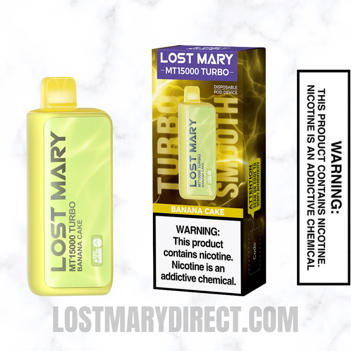 Banana Cake Lost Mary MT15000 TURBO Vape With Package Box