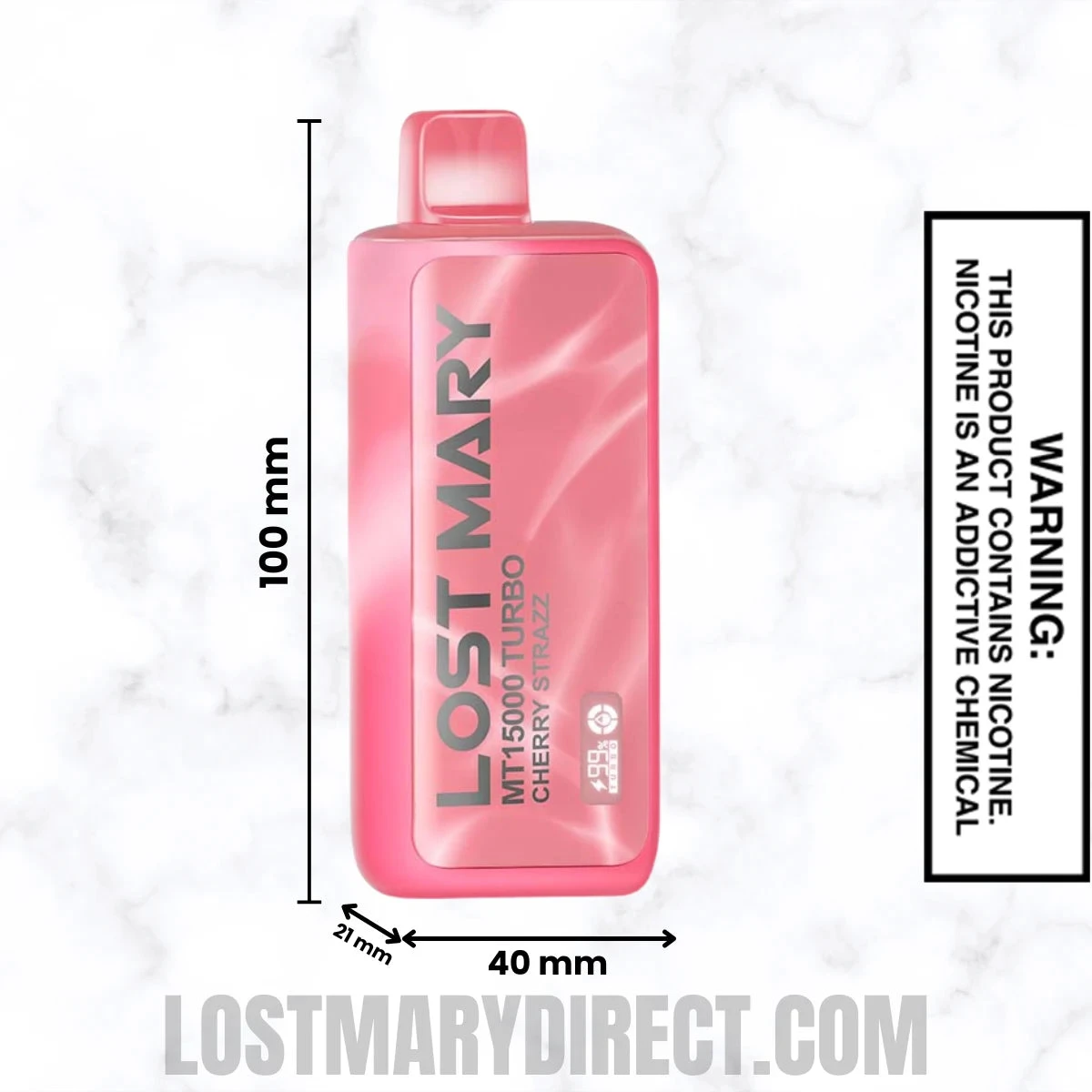 Cherry Strazz Lost Mary MT15000 TURBO Vape Dimension