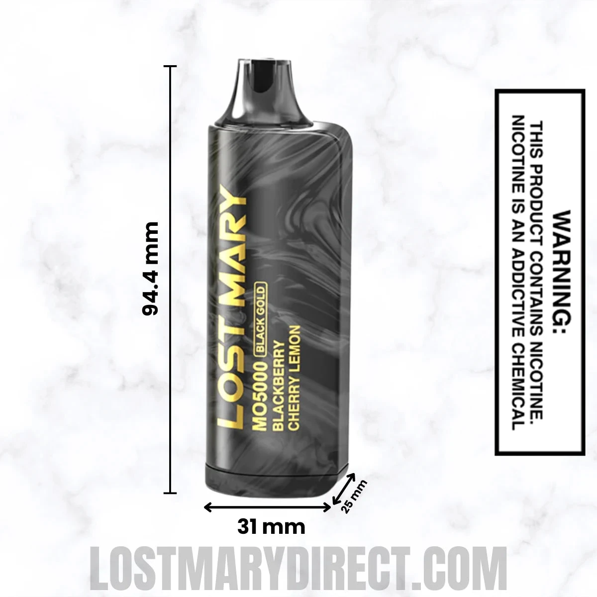 Blackberry Cherry Lemon Lost Mary MO5000 Disposable Vape Dimension