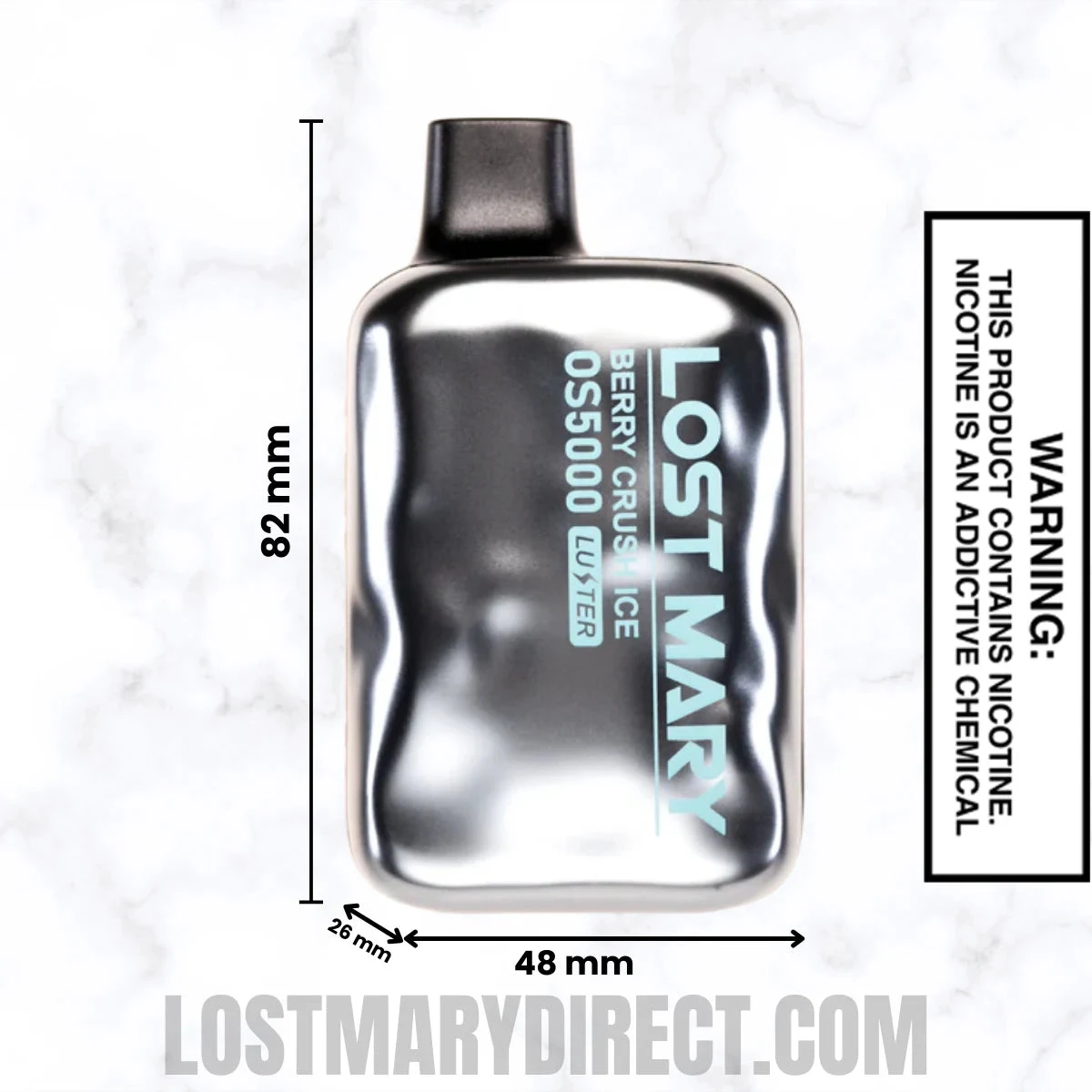 Berry Crush Ice Lost Mary OS5000 Luster Edition Vape Dimensions