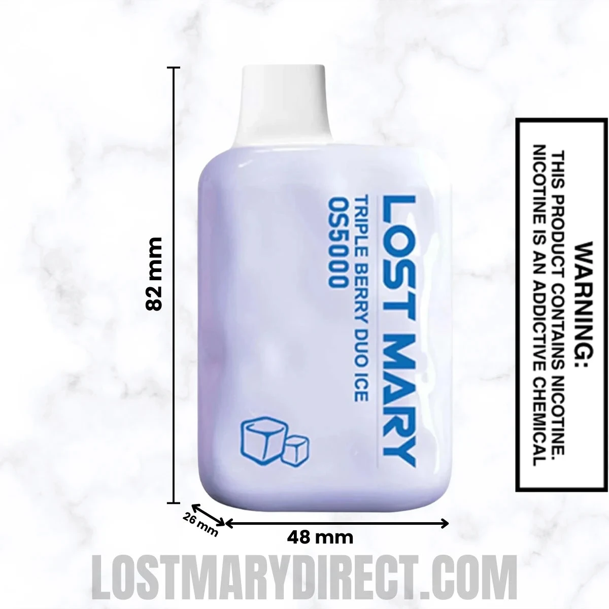 Triple Berry Duo Ice Lost Mary OS5000 Frozen edition Vape Dimensions