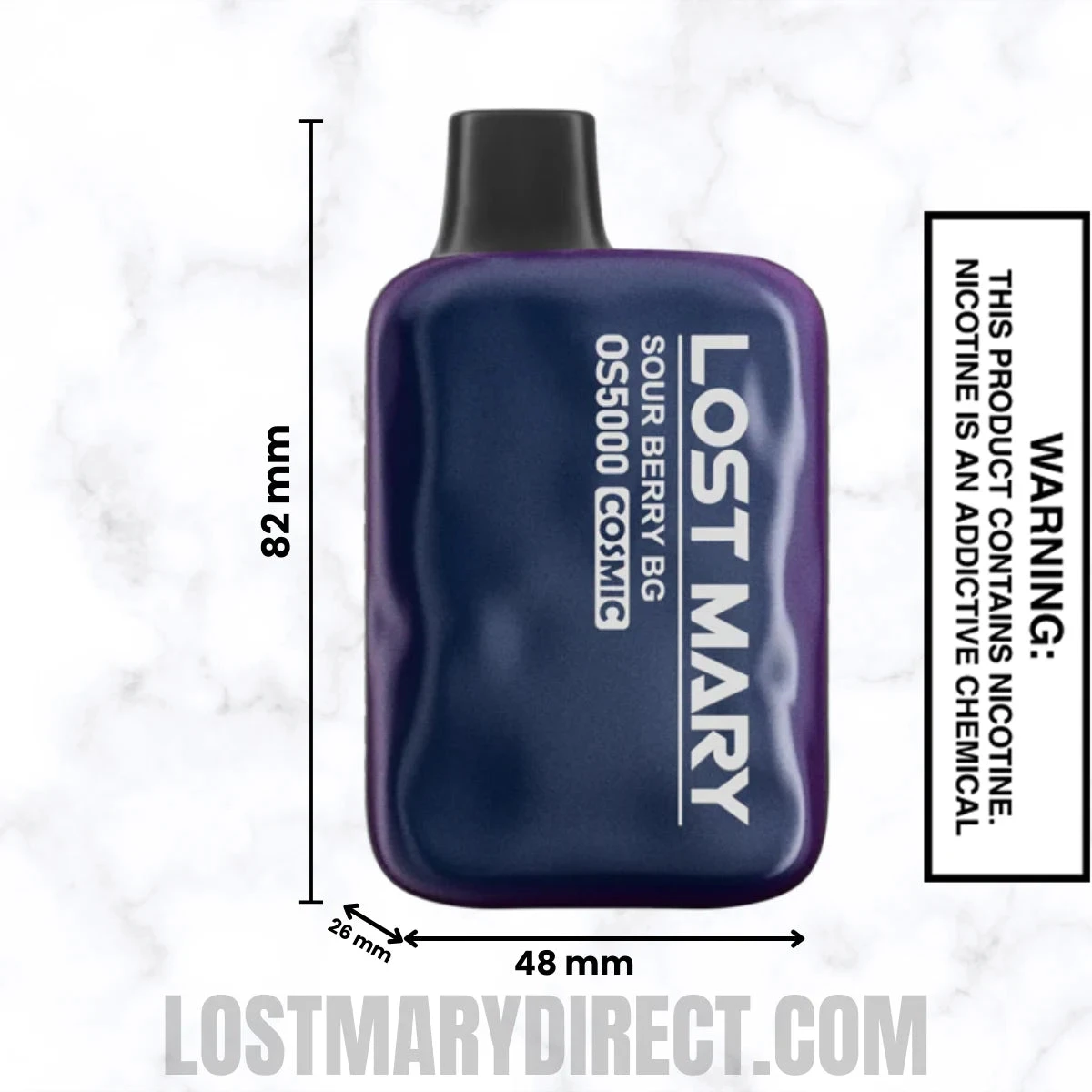 Sour Berry BG Lost Mary OS5000 Cosmic Edition Vape Dimensions