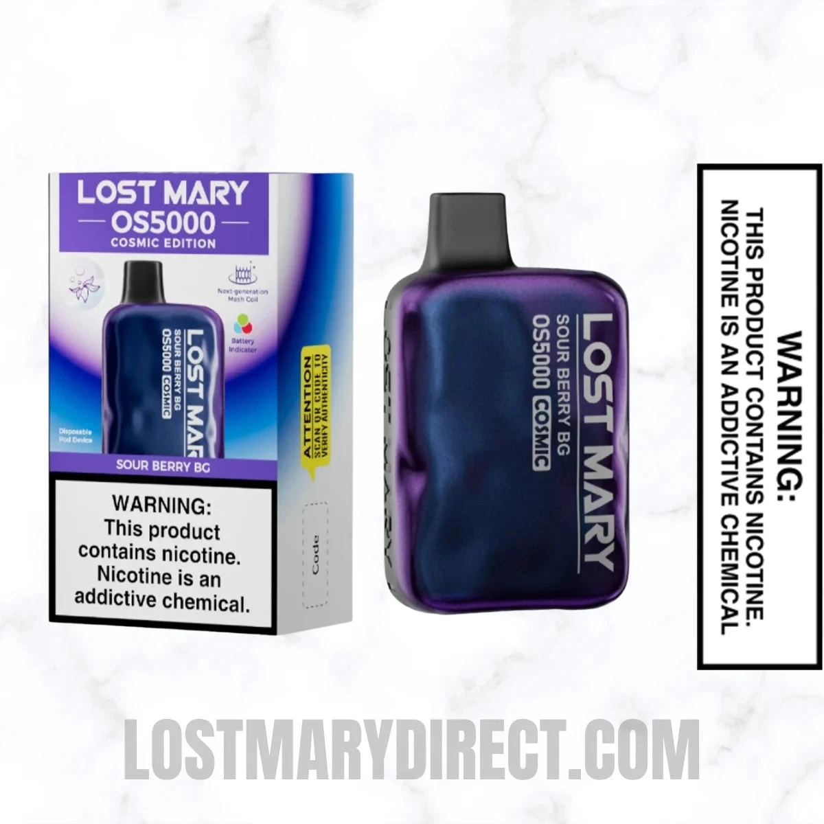 Sour Berry BG Lost Mary OS5000 Cosmic Edition Vape With Package Box