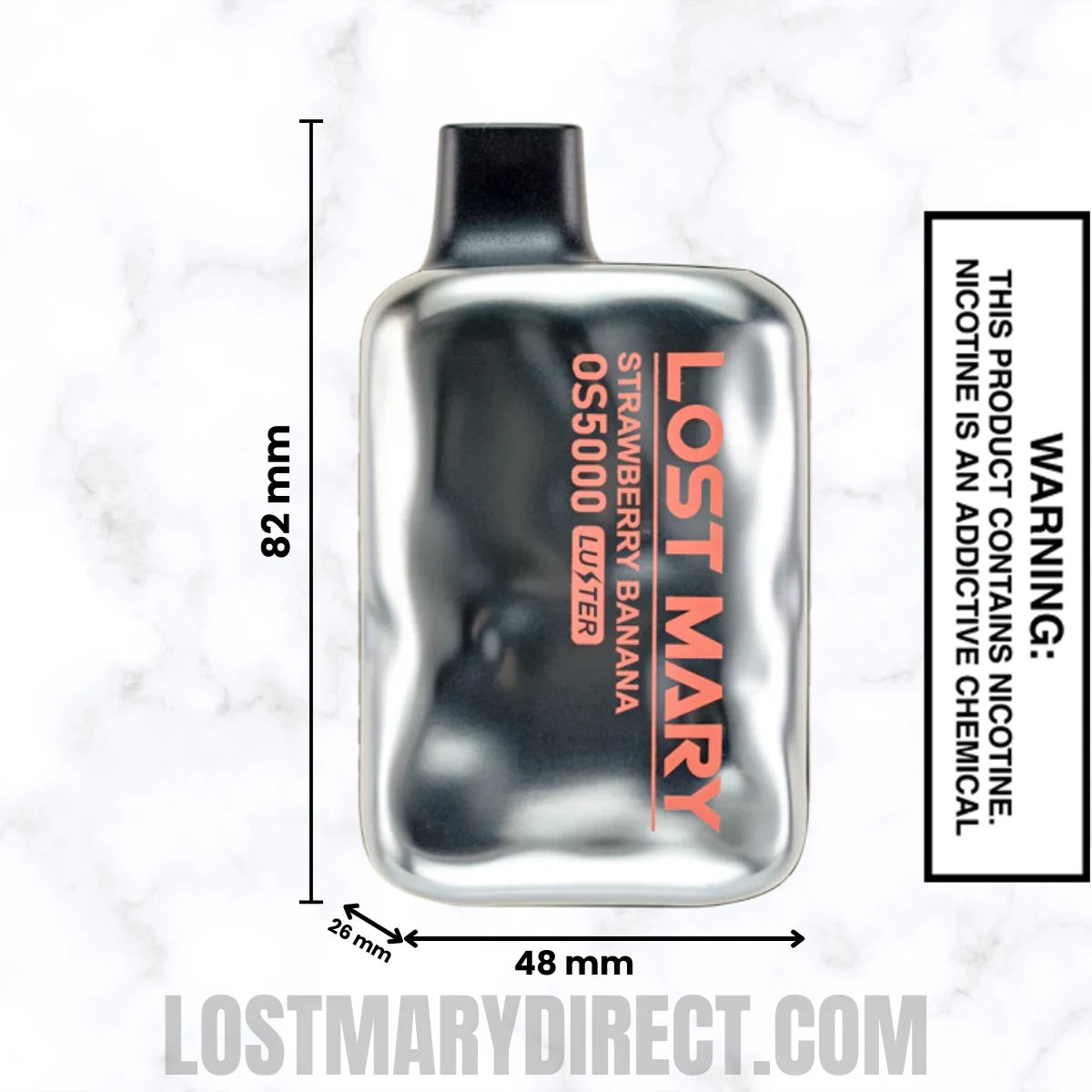 Strawberry Banana Lost Mary OS5000 Luster Edition Vape Dimensions