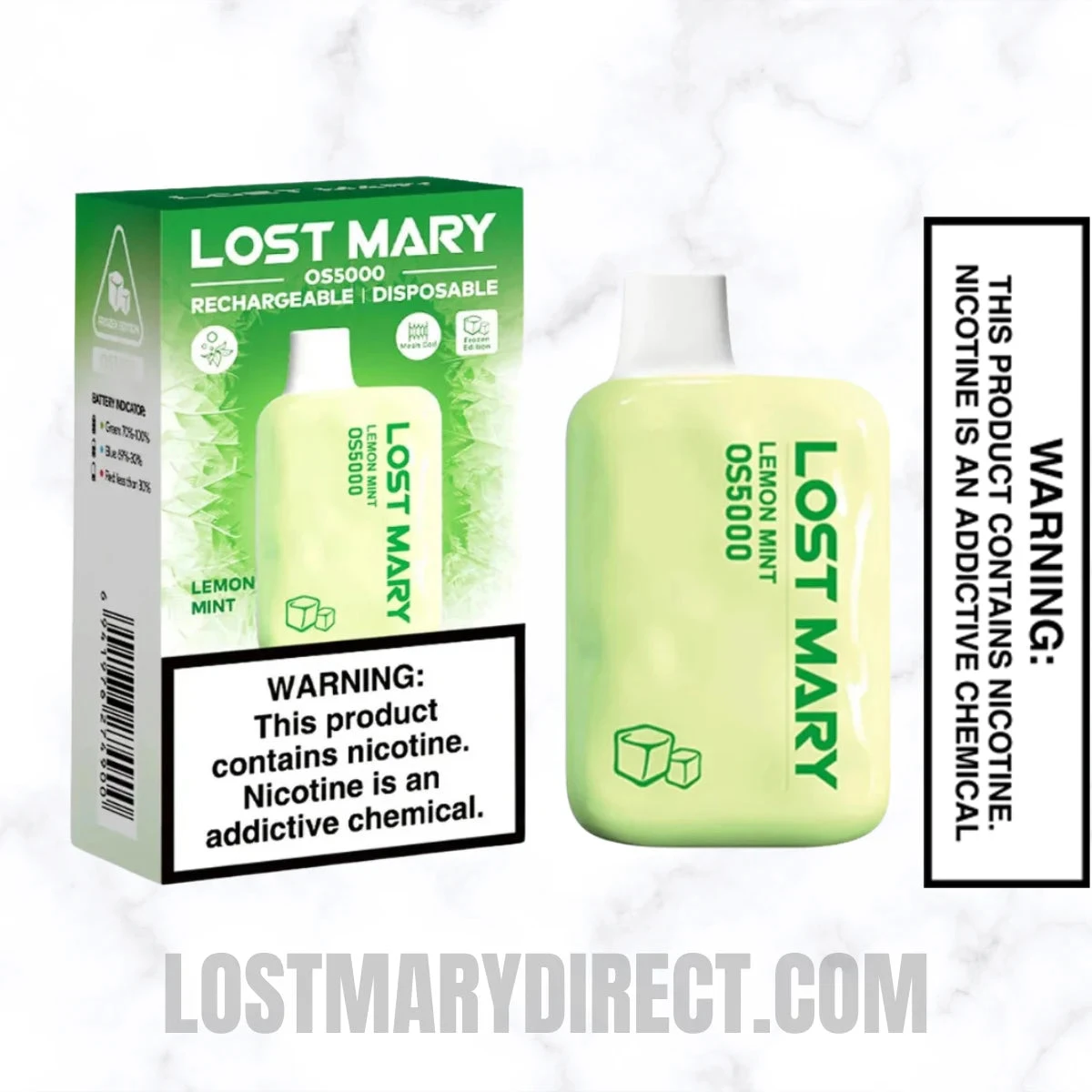 Lemon Mint Lost Mary OS5000 Disposable Vape With Package Box