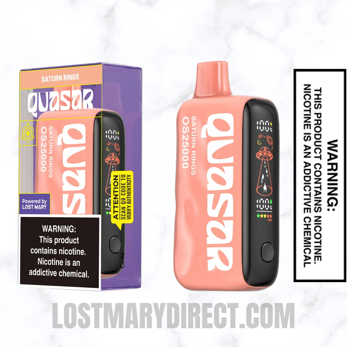 Saturn Rings Lost Mary Quasar OS25000 Diposable Vape with package box