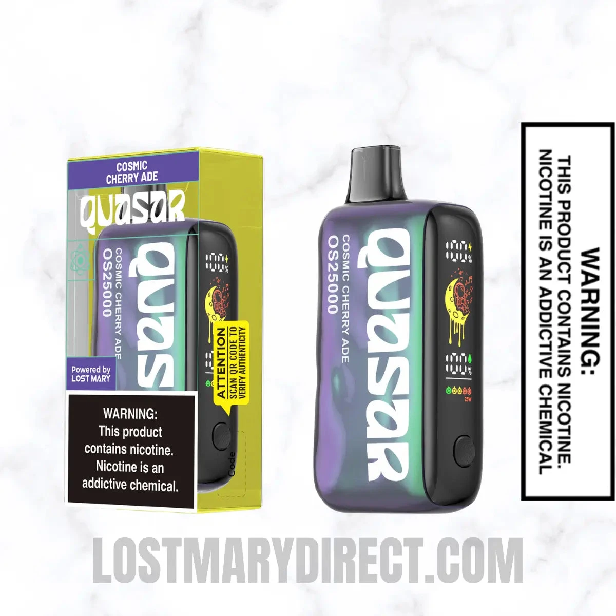 Cosmic Cherry Ade  Lost Mary Quasar OS25000 Diposable Vape with package box