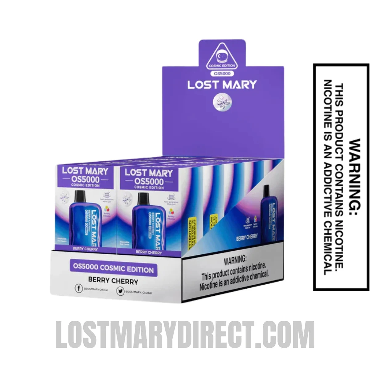 Berry Cherry Lost Mary OS5000 Cosmic Disposable Vape with bundle box