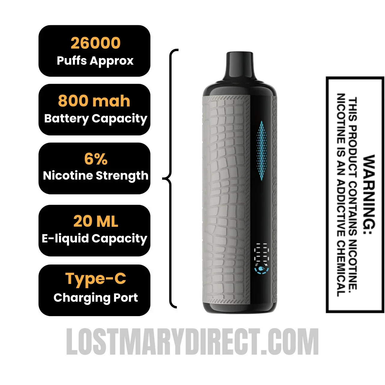 Paan Rose Urban Tale x Lost Mary E-Hookah Disposable Vape Specifications