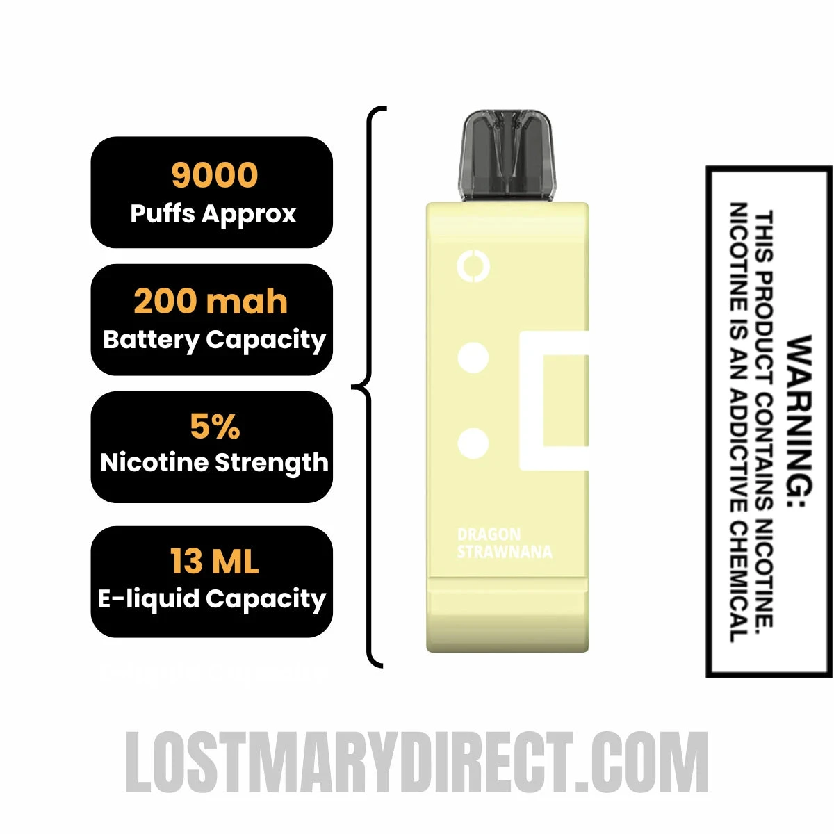 Dragon Strawnana Off Stamp SW9000 Disposable Pod Specifications