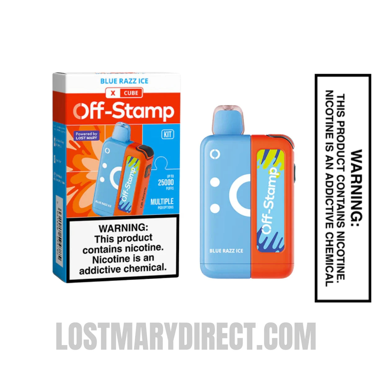 Blue Razz Ice Off Stamp X-Cube Vape Kit With Package Box