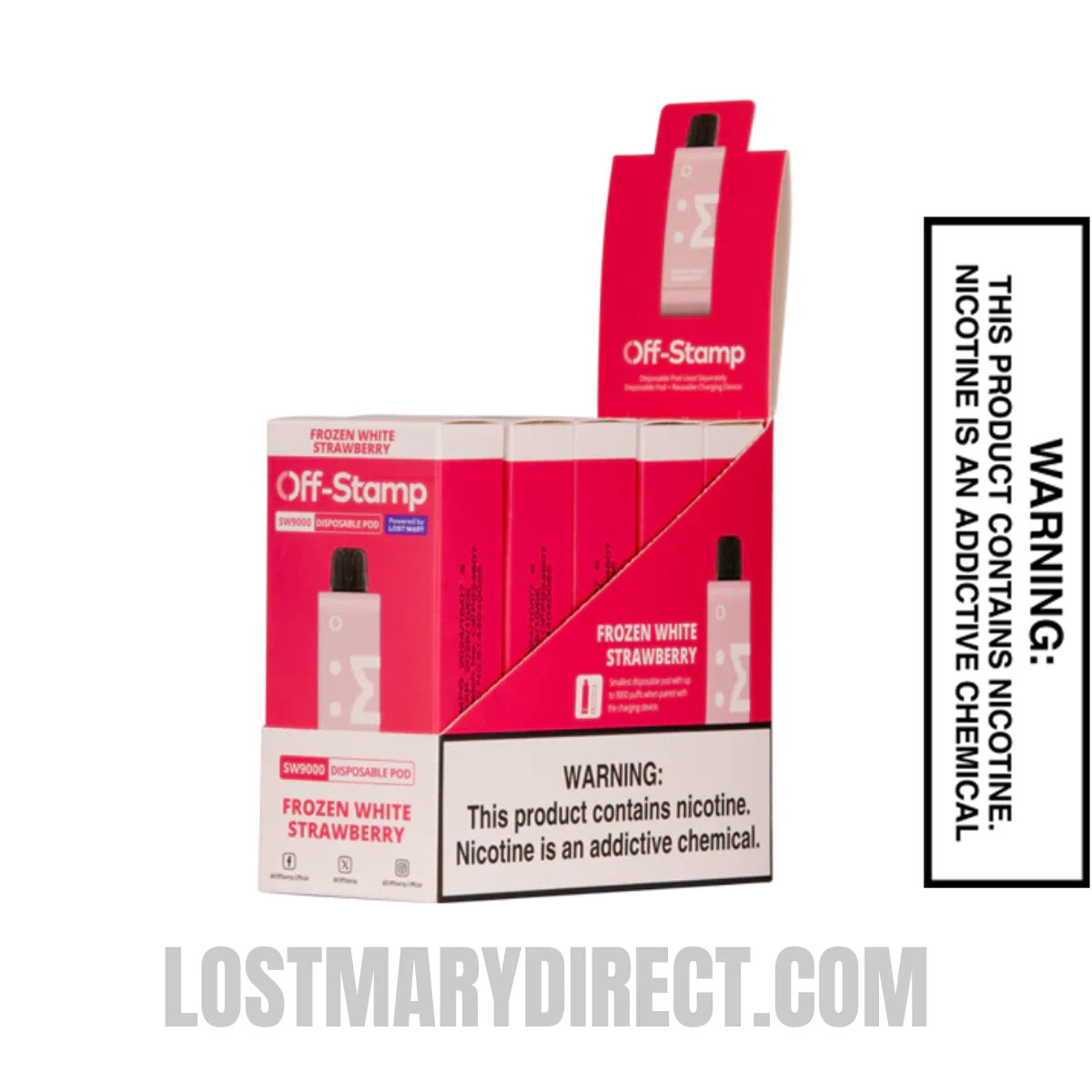 Frozen White Strawberry Off Stamp SW9000 Disposable Pod with Bundle Pack