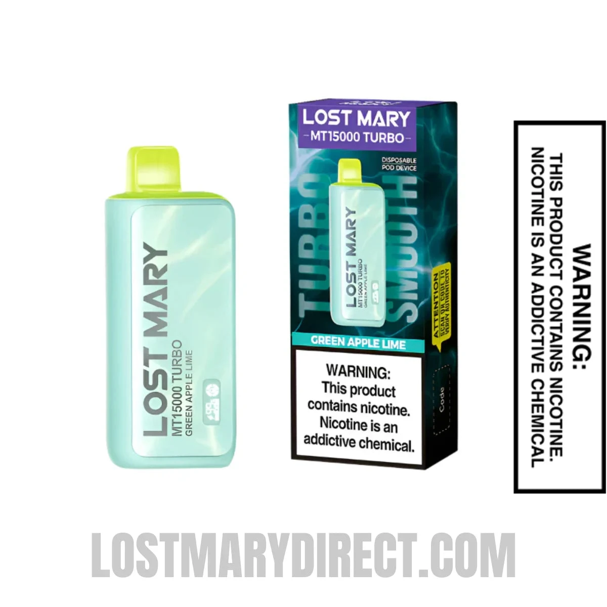 Green Apple Lime Lost Mary MT15000 Turbo With Package Box
