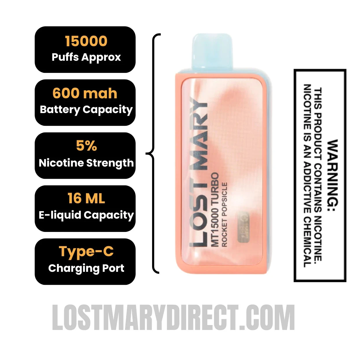 Rocket Pop Lost Mary MT15000 Turbo Specifications