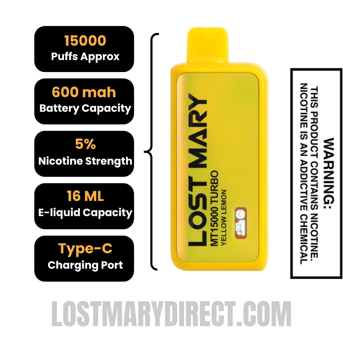 Mary　yellow Yellow Lemon Lost Mary MT15000 Turbo Vape