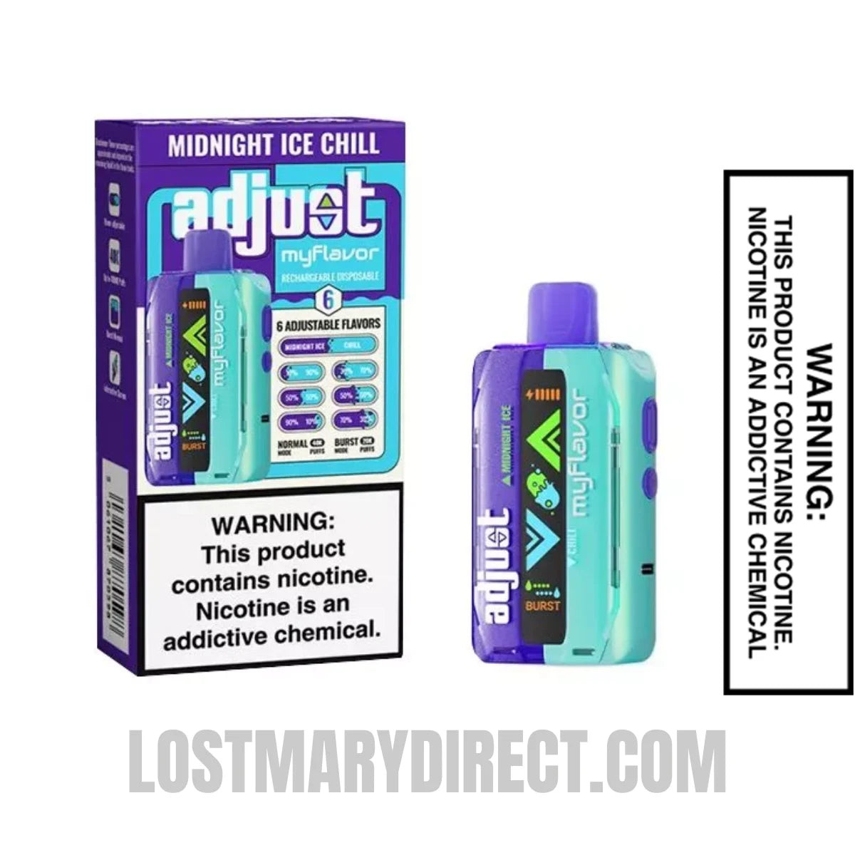 Midnight Ice Chill Adjust MyFlavor 40K Disposable Vape Package