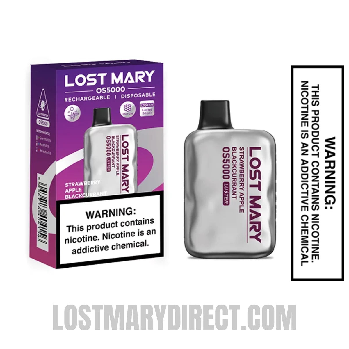 Strawberry Apple Blackcurrant Lost Mary OS5000 Luster Vape