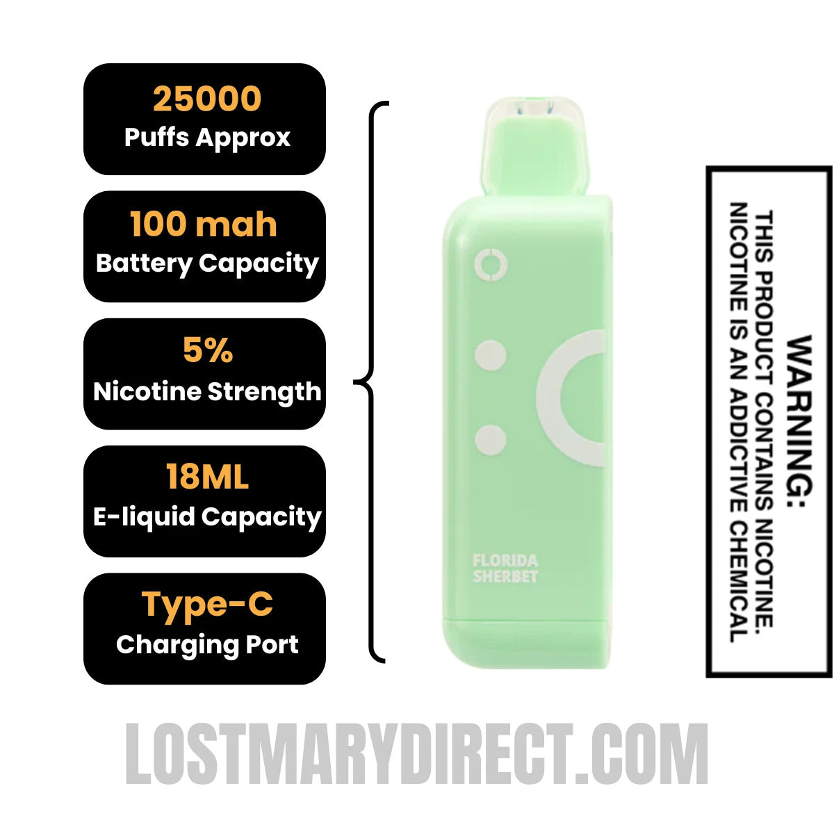 Florida Sherbet Off Stamp Classic X-Cube Vape Pod Specification