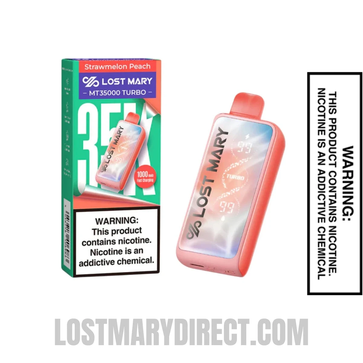 Strawmelon Peach Lost Mary MT35000 Turbo Vape Package