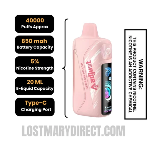 Georgia Peach Adjust MyRusher 40K Disposable Vape with Specification