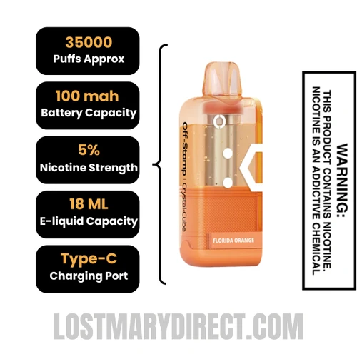 Florida Orange Off Stamp X Cube Crystal Cube 35K Vape Pod Specifications