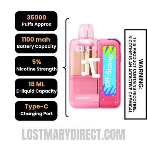 Scary Berry Off Stamp X Cube Crystal Cube 35K Vape Kit Specifications