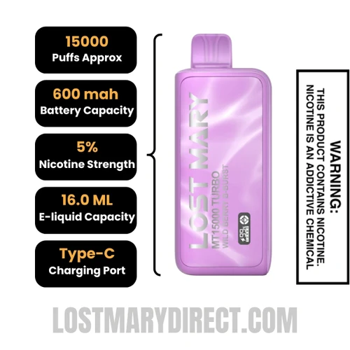 Wild Berry B-Burst Lost Mary MT15000 Turbo Vape Specifications
