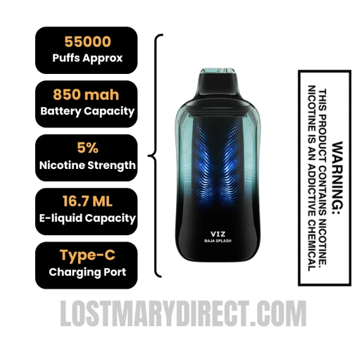 Baja Splash Lost Mary VIZ 55K Disposable Vape Specifications