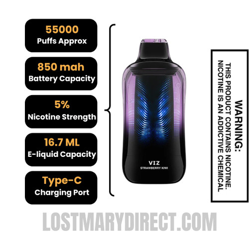 Strawberry Kiwi Lost Mary VIZ 55K Disposable Vape Specifications