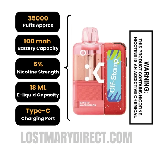 Bangin' Watermelon Off Stamp X Cube Crystal Cube 35K Disposable Kit with Specifications