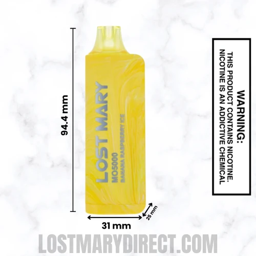 Banana Raspberry Ice Lost Mary MO5000 Disposable Vape Dimension