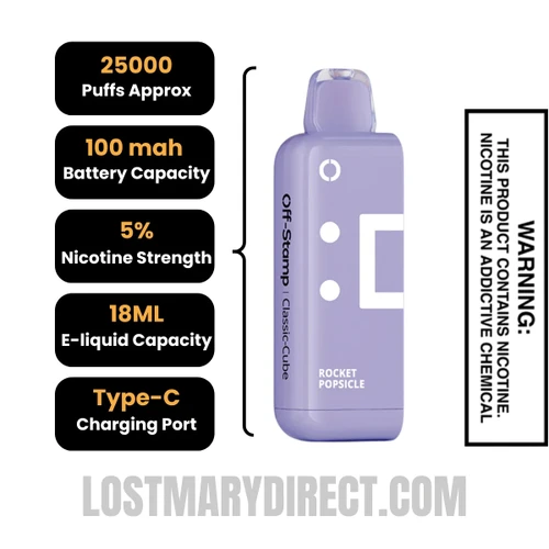 Rocket Pop Off Stamp Classic X-Cube Vape Pod Specifications