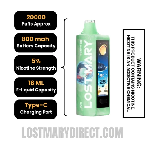 Pure Lost Mary MO20000 Pro Vape Specifications