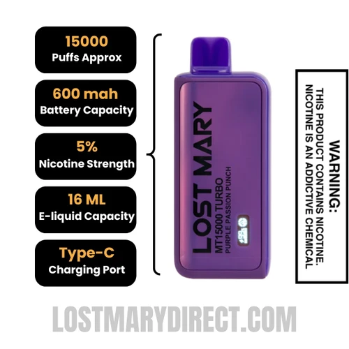 Purple Passion Punch Lost Mary MT15000 Turbo Specifications