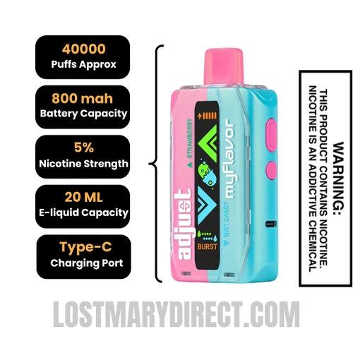 Strawberry Mint Candy Adjust MyFlavor 40K Disposable Vape Specifications
